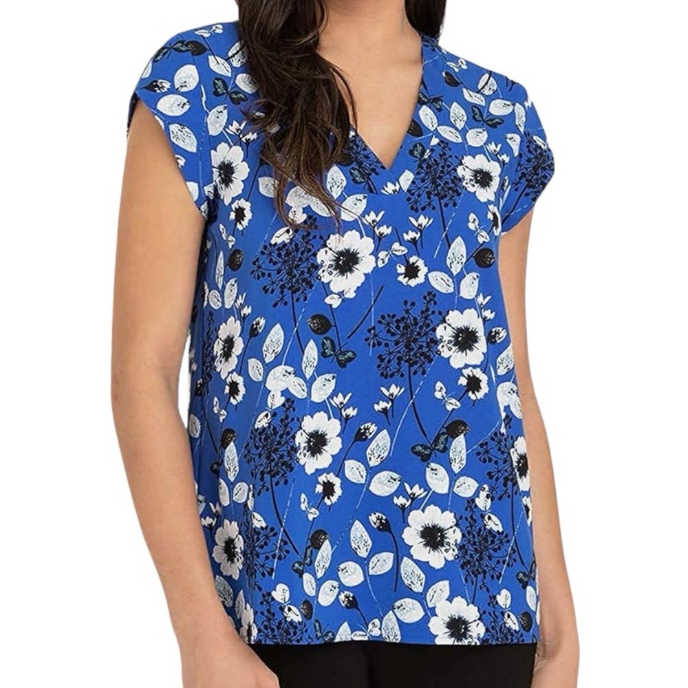 Hilary Radley Women's V-Neck Short Sleeve Blouse